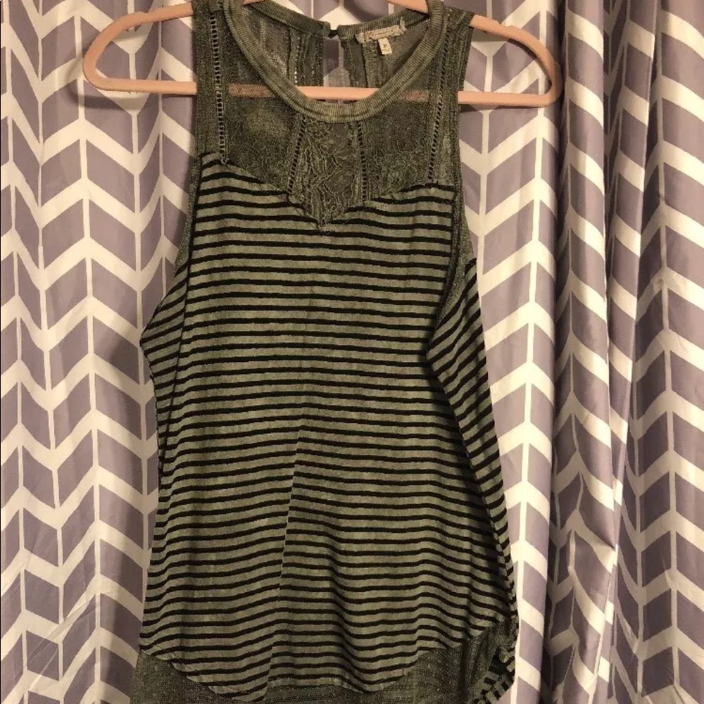 Green and black stripped tank